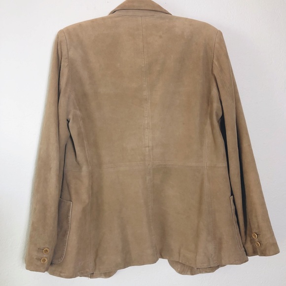 VINTAGE Tan Goatskin Leather Blazer, Size M - Picture 3 of 4